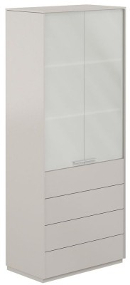  Шкаф высокий со стеклом мат., 4 ящ., обвязка GS, фасады GS / NZ-0332.GS.GS /  824х450х1976, обвязка GS, фасады GS, стекло матовое GLM